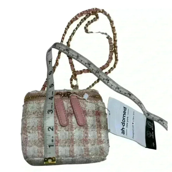 Ah-Dorned Pink Plaid Small Fragrance Bag with Crossbody Chain Zip Close - Picture 15 of 16